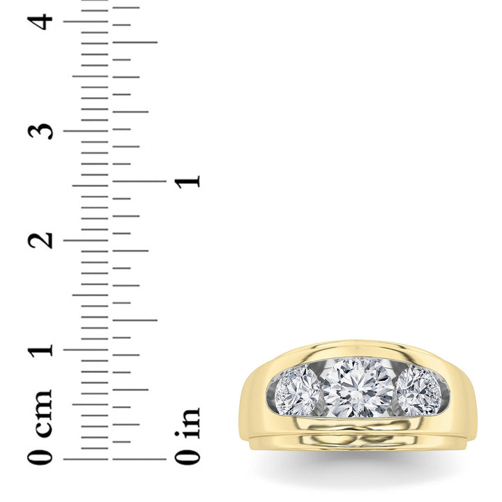 3Cttw Round Shaped Lab Grown Diamond (G/VS) Mens Ring in 14K Gold