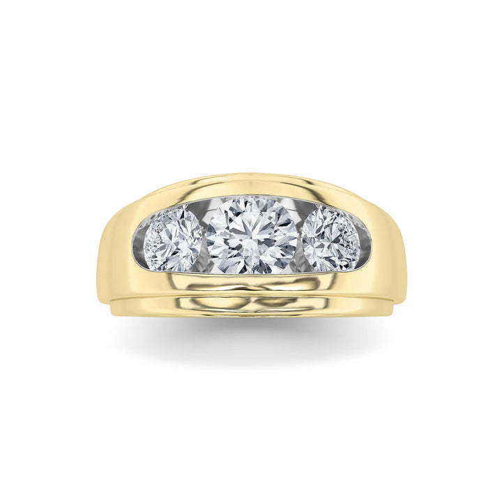 3Cttw Round Shaped Lab Grown Diamond (G/VS) Mens Ring in 14K Gold
