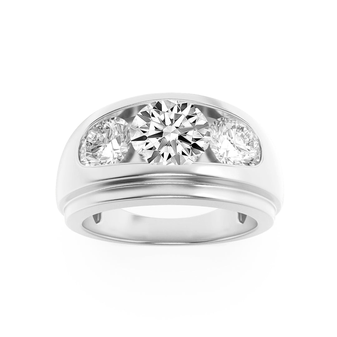 3Cttw Round Shaped Lab Grown Diamond (F/VS) Mens Ring in 14K Gold