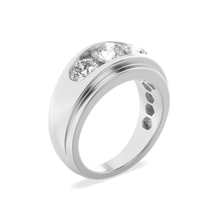 3Cttw Round Shaped Lab Grown Diamond (F/VS) Mens Ring in 14K Gold