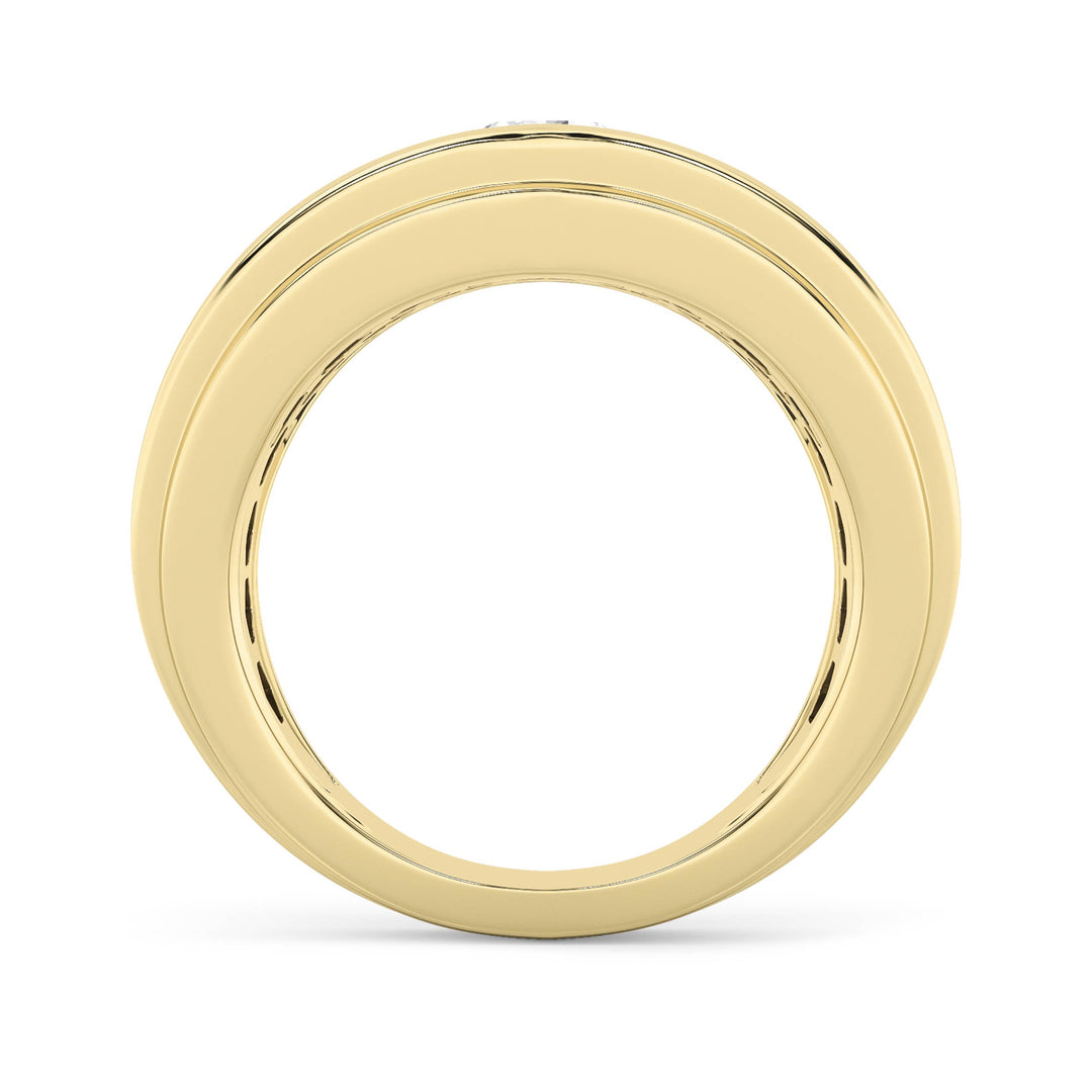 3Cttw Round Shaped Lab Grown Diamond (F/VS) Mens Ring in 14K Yellow Gold