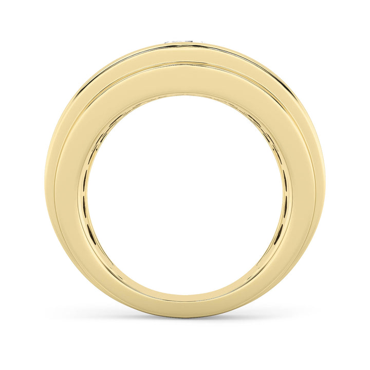 3Cttw Round Shaped Lab Grown Diamond (F/VS) Mens Ring in 14K Yellow Gold