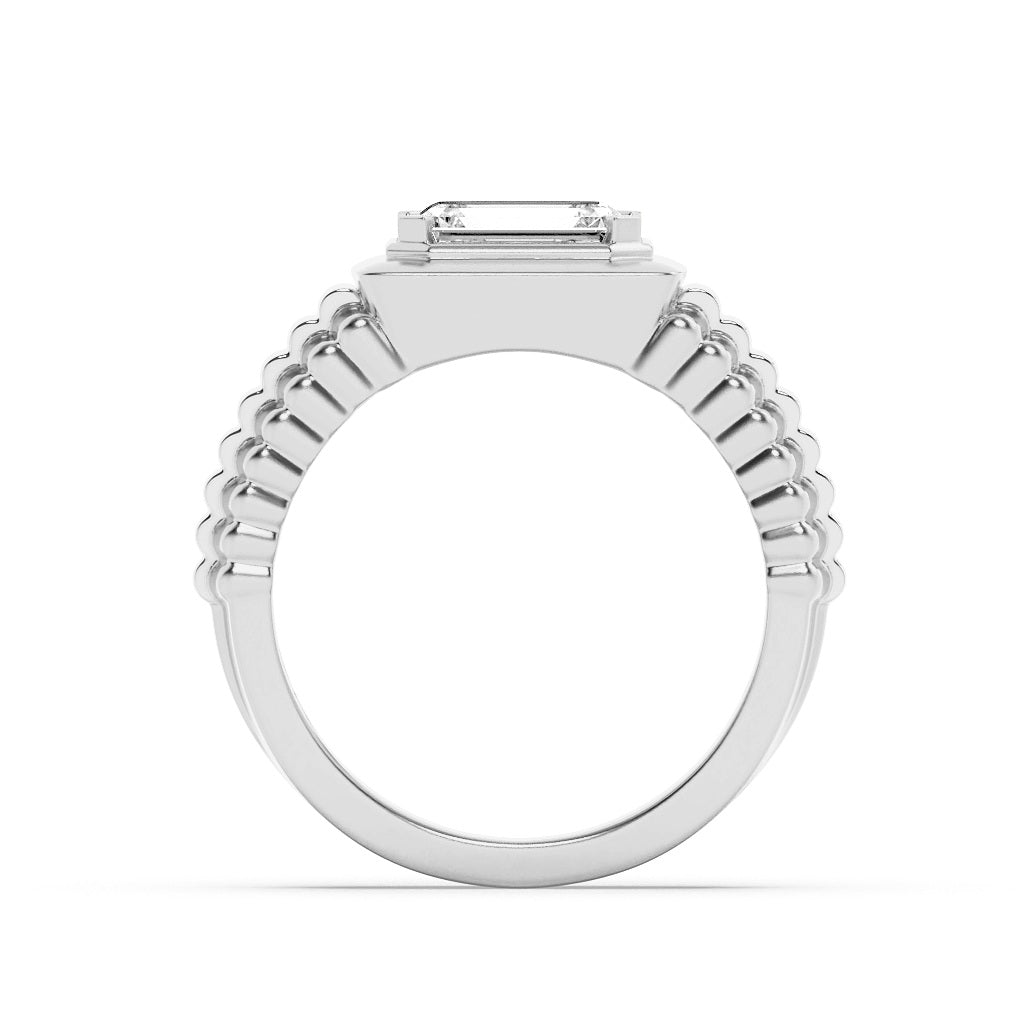 2.5Cttw Emerald Shaped Lab Grown Diamond (F/VS) Mens Ring in 14K Gold
