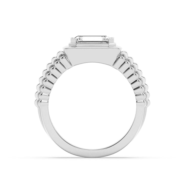 2.5Cttw Emerald Shaped Lab Grown Diamond (F/VS) Mens Ring in 14K Gold