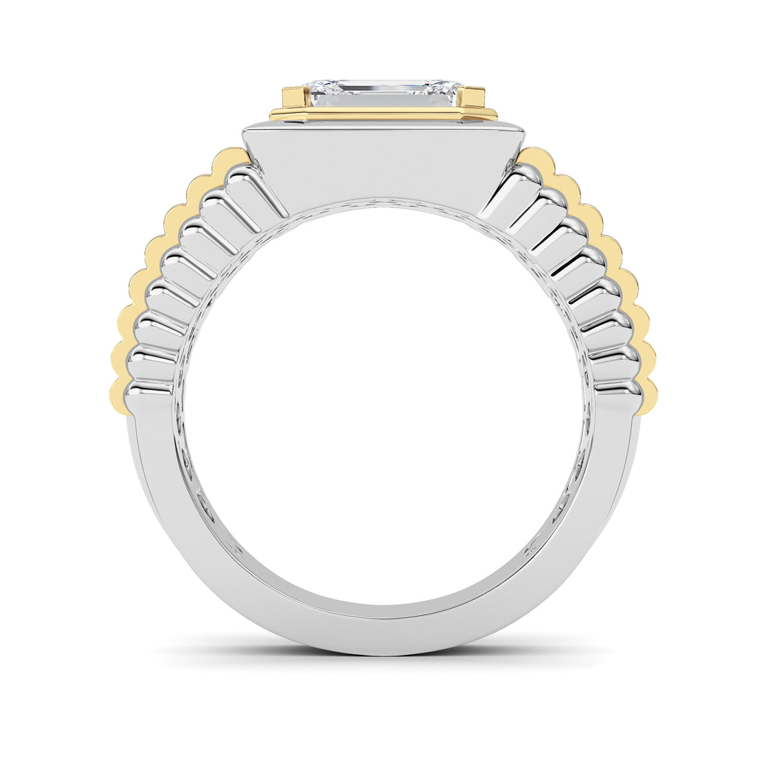 2.5Cttw Emerald Shaped Lab Grown Diamond (F/VS) Mens Ring in 14K Gold