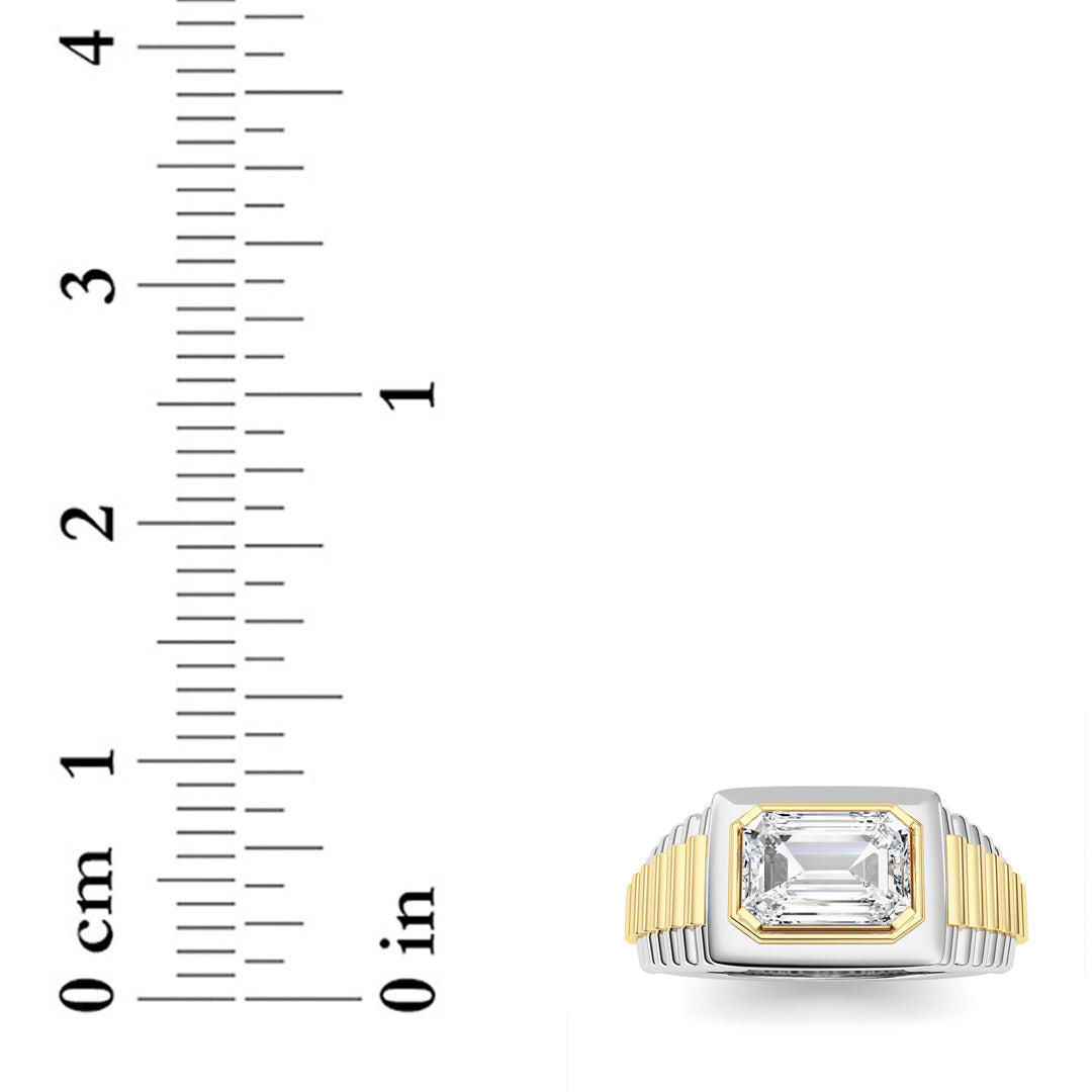 2.5Cttw Emerald Shaped Lab Grown Diamond (F/VS) Mens Ring in 14K Gold