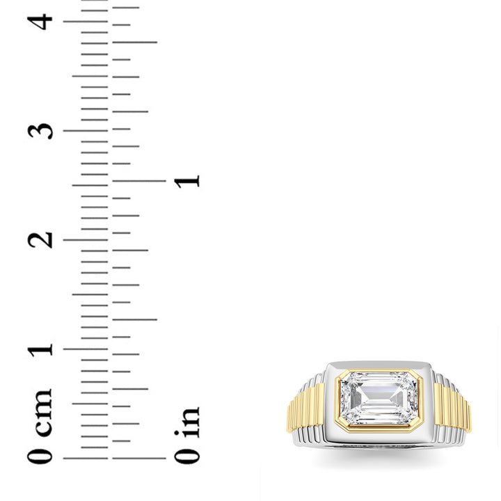 2.5Cttw Emerald Shaped Lab Grown Diamond (F/VS) Mens Ring in 14K Gold