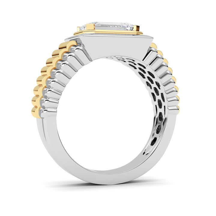 2.5Cttw Emerald Shaped Lab Grown Diamond (F/VS) Mens Ring in 14K Gold