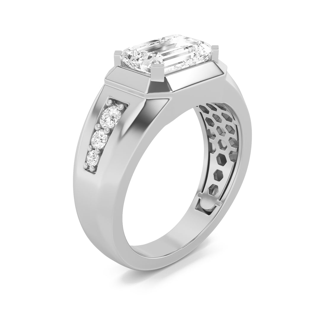 3.25Cttw Emerald Shaped Lab Grown Diamond (F/VS) Ring in 14K Gold