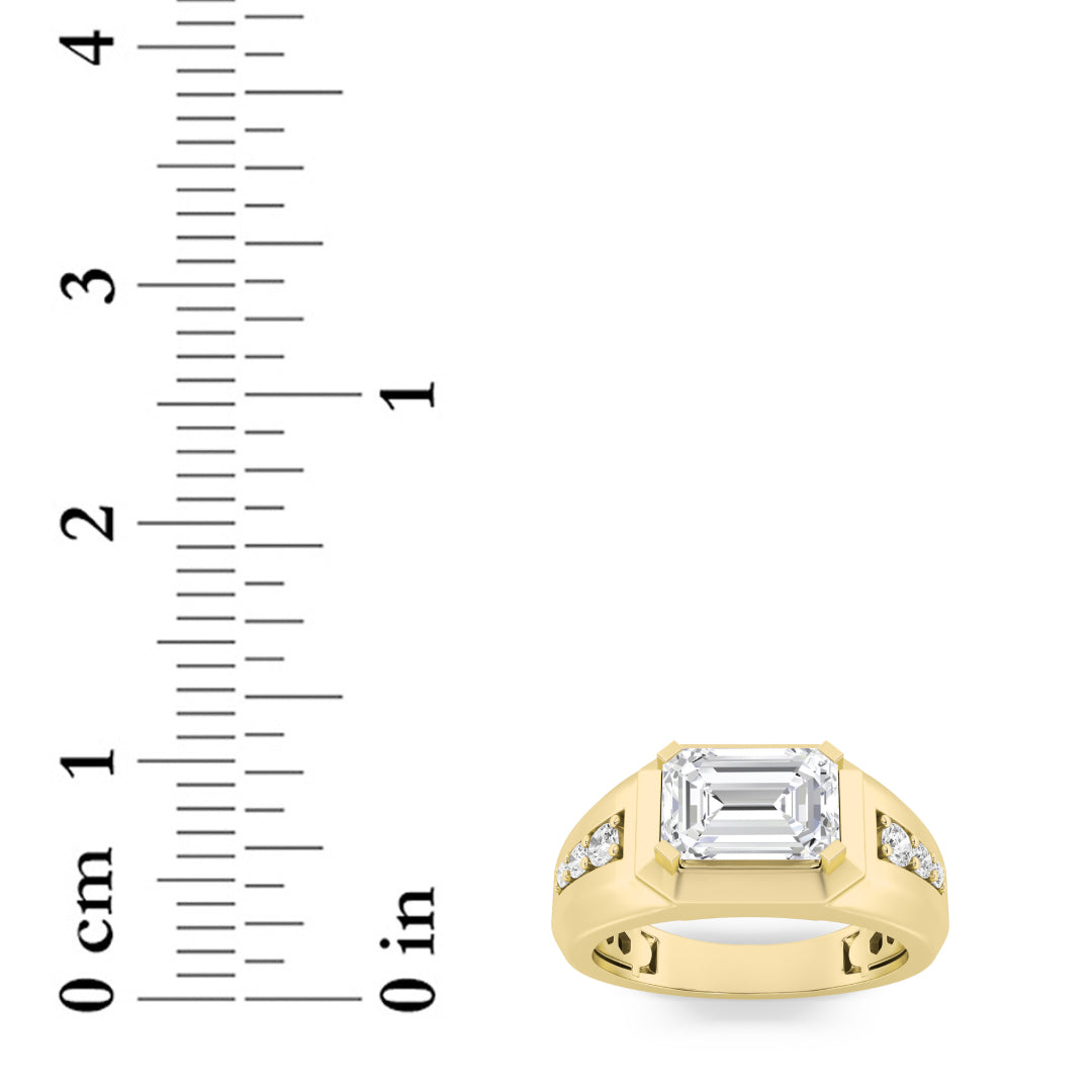 3.25Cttw Emerald Shaped Lab Grown Diamond (F/VS) Ring in 14K Gold