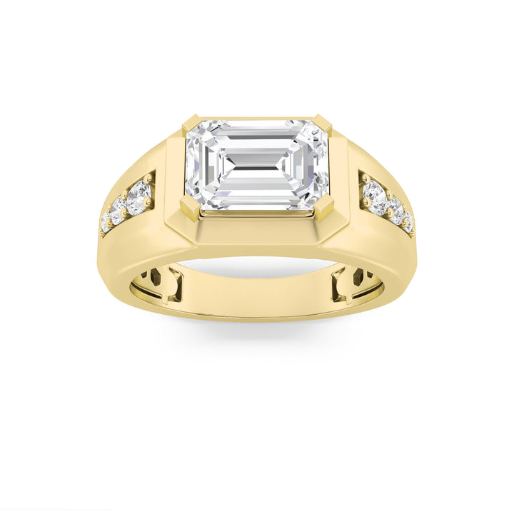 3.5Cttw Emerald Shaped Lab Grown Diamond (F/VS) Mens Ring in 14K Gold