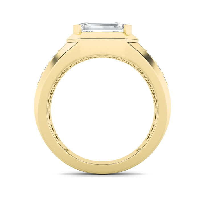 3.5Cttw Emerald Shaped Lab Grown Diamond (F/VS) Mens Ring in 14K Gold