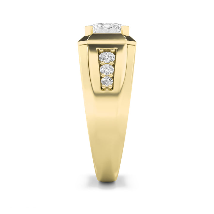 3.5Cttw Emerald Shaped Lab Grown Diamond (F/VS) Mens Ring in 14K Gold