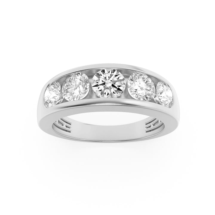 2Cttw Round Shaped Lab Grown Diamond (G/VS) Mens Ring in 14K Gold