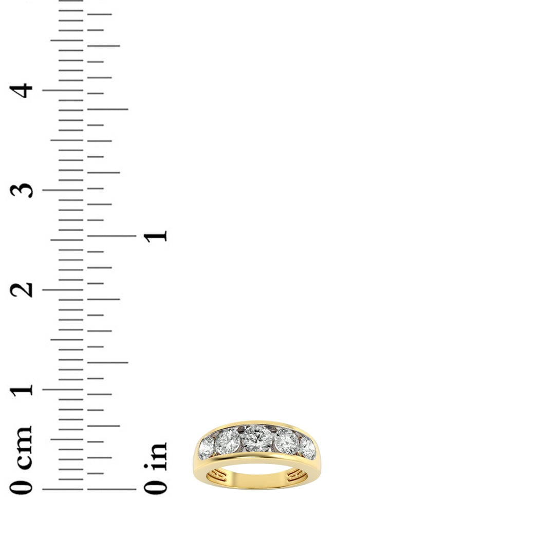 2Cttw Round Shaped Lab Grown Diamond (F/VS) Mens Ring in 14K Gold