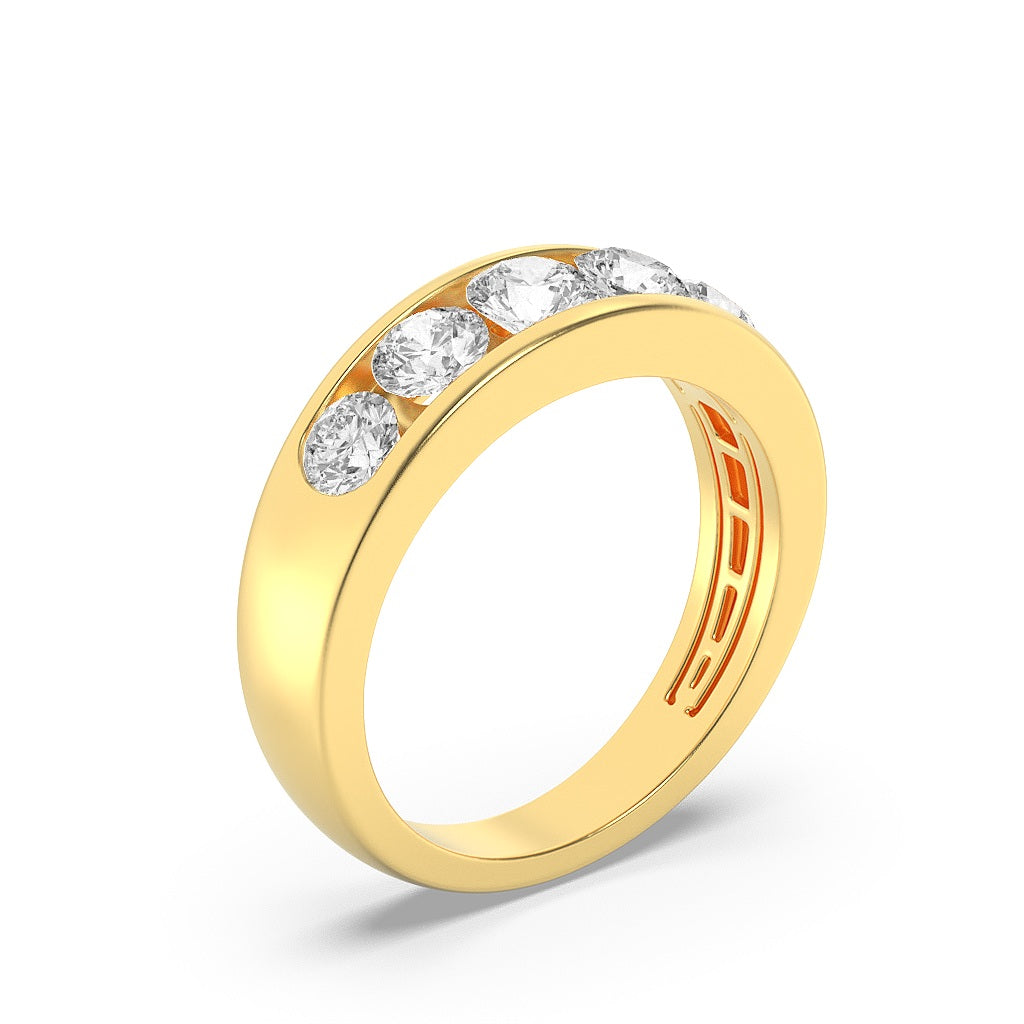 2Cttw Round Shaped Lab Grown Diamond (G/VS) Mens Ring in 14K Gold