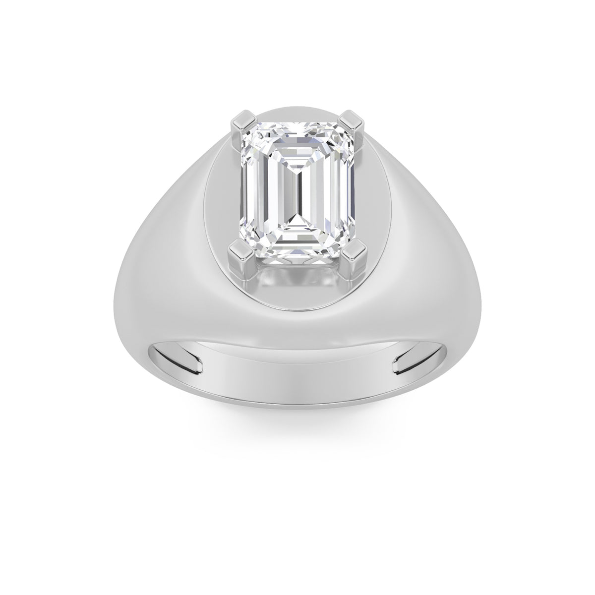 3Cttw Emerald Shaped Lab Grown Diamond (F/VS) Mens Ring in 14K Gold