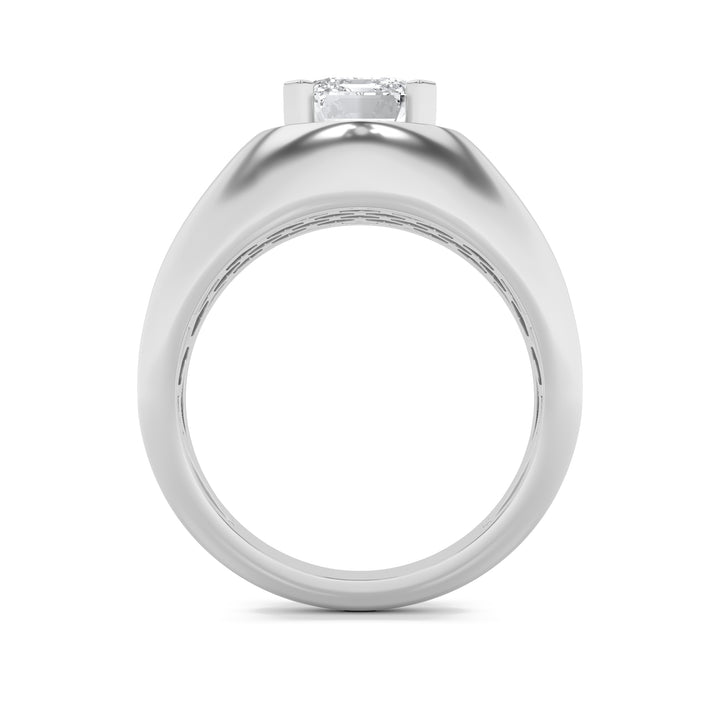 3Cttw Emerald Shaped Lab Grown Diamond (F/VS) Mens Ring in 14K Gold
