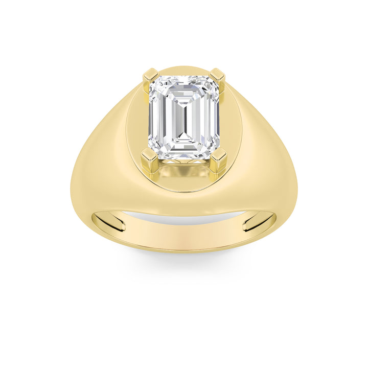 3Cttw Emerald Shaped Lab Grown Diamond (F/VS) Mens Ring in 14K Gold
