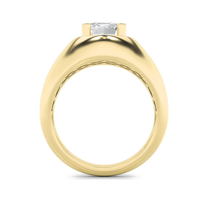 3Cttw Emerald Shaped Lab Grown Diamond (F/VS) Mens Ring in 14K Gold