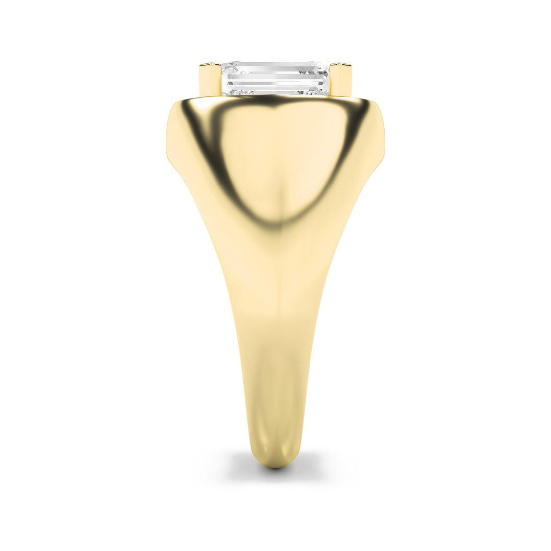 3Cttw Emerald Shaped Lab Grown Diamond (F/VS) Mens Ring in 14K Gold