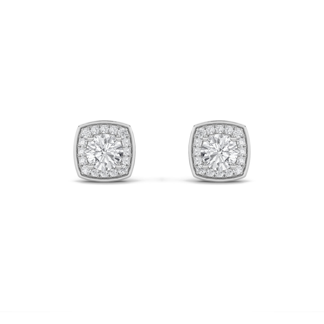 2Cttw Round Shaped Lab Grown Diamond (F/VS) Halo Stud Earrings in 14K Gold