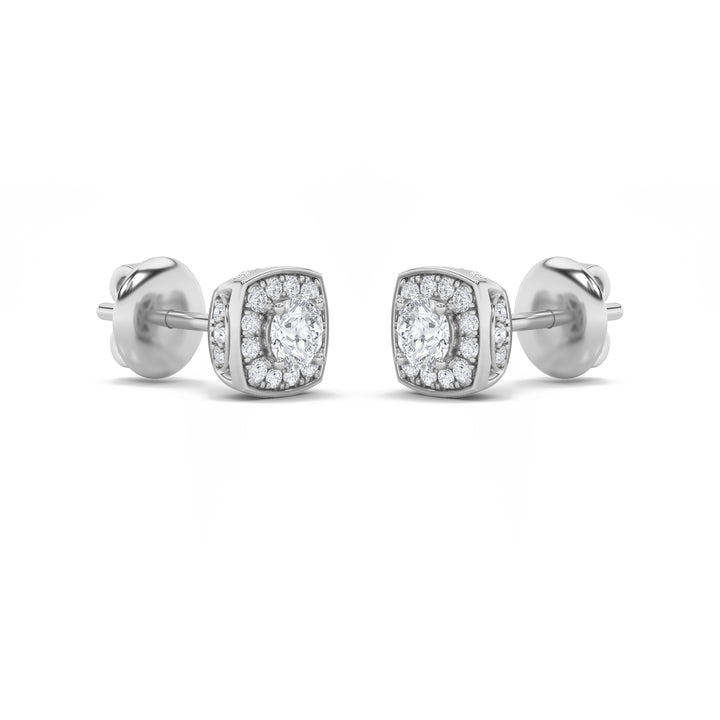 2Cttw Round Shaped Lab Grown Diamond (F/VS) Halo Stud Earrings in 14K Gold