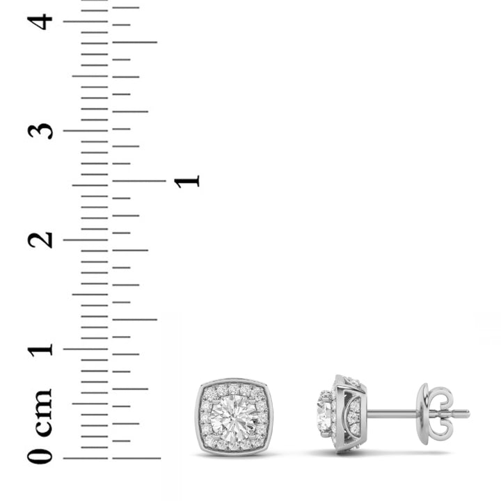 2Cttw Round Shaped Lab Grown Diamond (F/VS) Halo Stud Earrings in 14K Gold