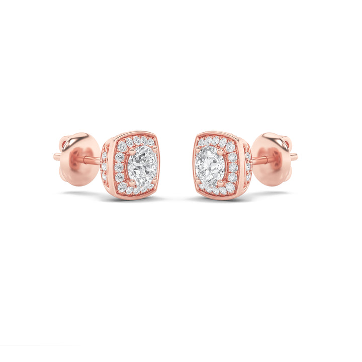 2Cttw Round Shaped Lab Grown Diamond (F/VS)Halo Stud Earrings in 14K Gold