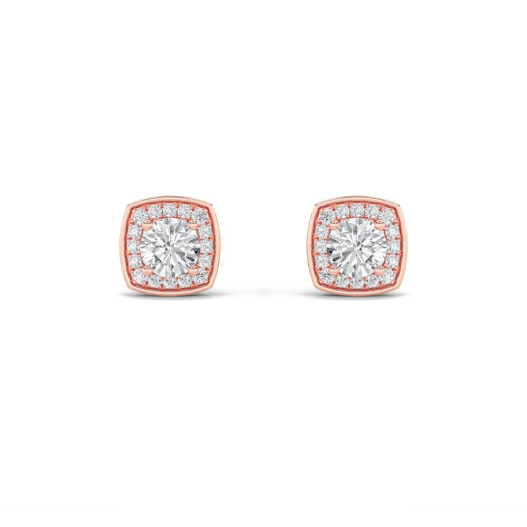2Cttw Round Shaped Lab Grown Diamond (F/VS)Halo Stud Earrings in 14K Gold