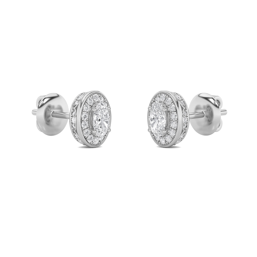 2Cttw Oval Shaped Lab Grown Diamond (F/VS) Halo Stud Earrings in 14K Gold