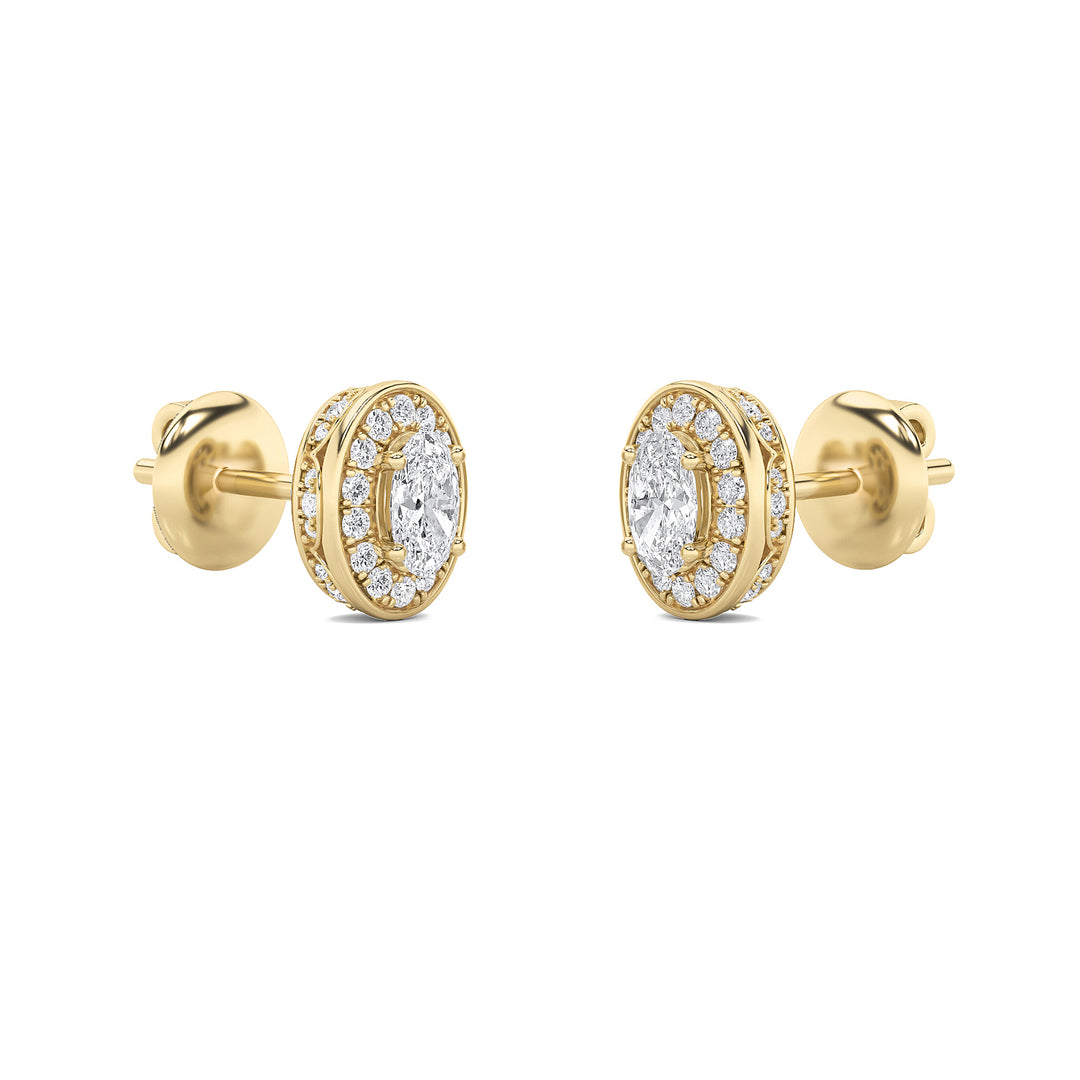 2Cttw Oval Shaped Lab Grown Diamond (F/VS) Halo Stud Earrings in 14K Gold