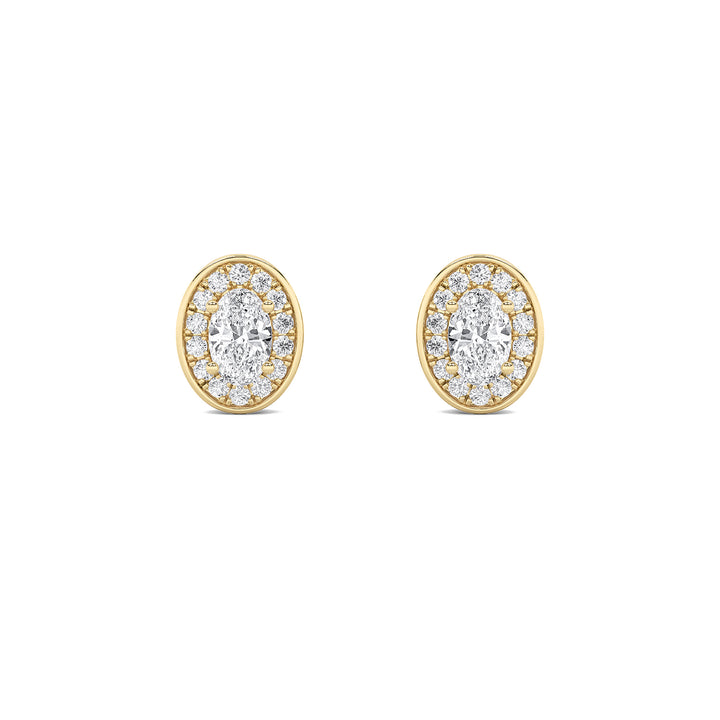 2Cttw Oval Shaped Lab Grown Diamond (F/VS) Halo Stud Earrings in 14K Gold