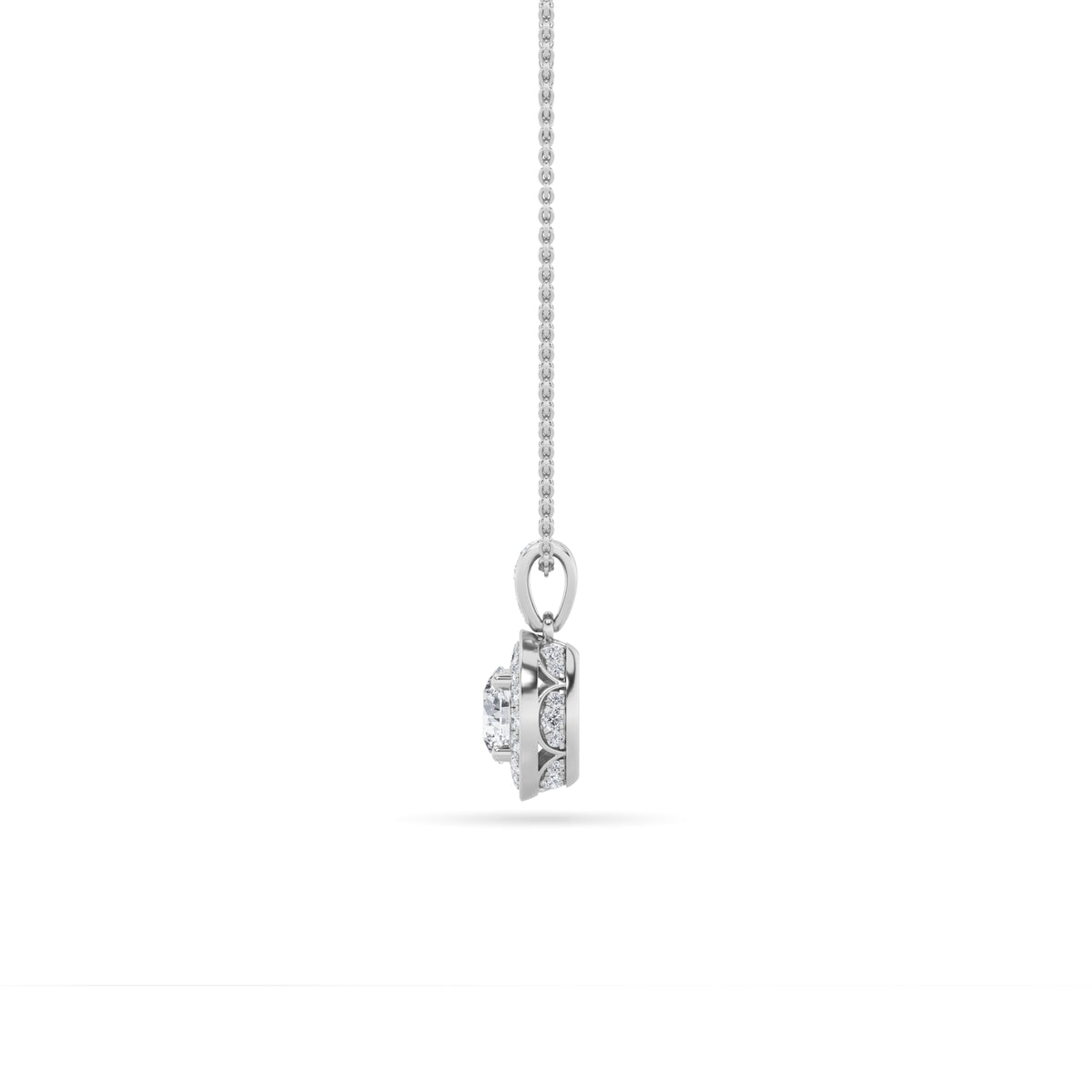0.75Cttw Round Shaped Lab Grown Diamond (F/VS) Halo Pendant in 14K Gold