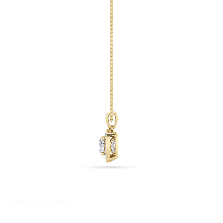 0.75Cttw Round Shaped Lab Grown Diamond (F/VS) Halo Pendant in 14K Gold