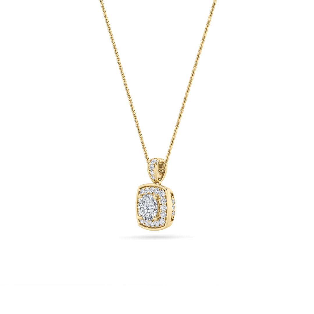 0.75Cttw Round Shaped Lab Grown Diamond (F/VS) Halo Pendant in 14K Gold