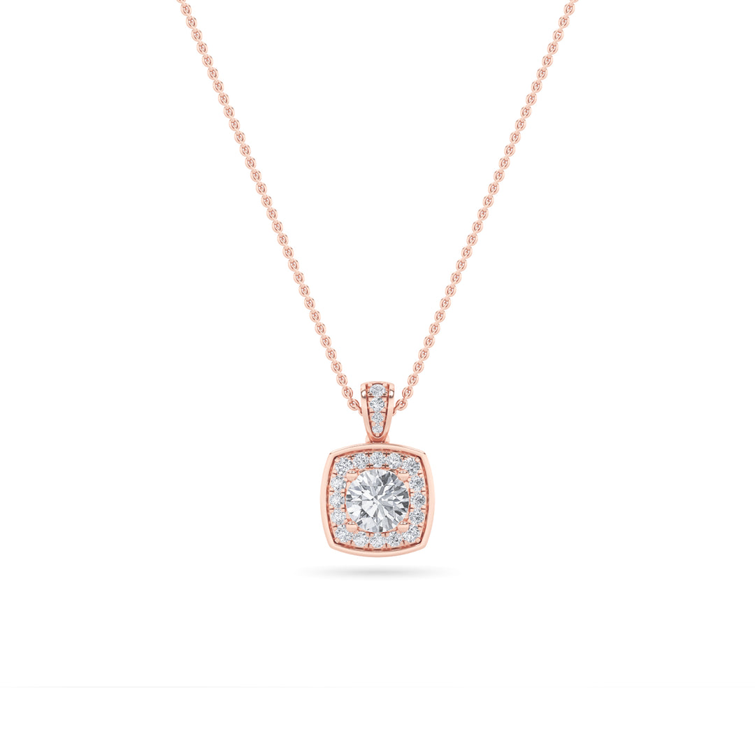 0.75Cttw Round Shaped Lab Grown Diamond (F/VS) Halo Pendant in 14K Gold