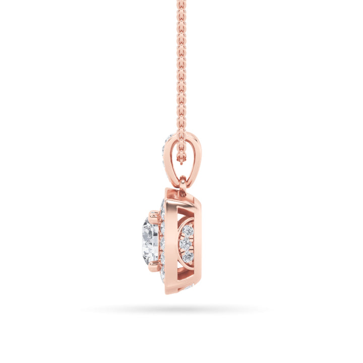 0.75Cttw Round Shaped Lab Grown Diamond (F/VS) Halo Pendant in 14K Gold