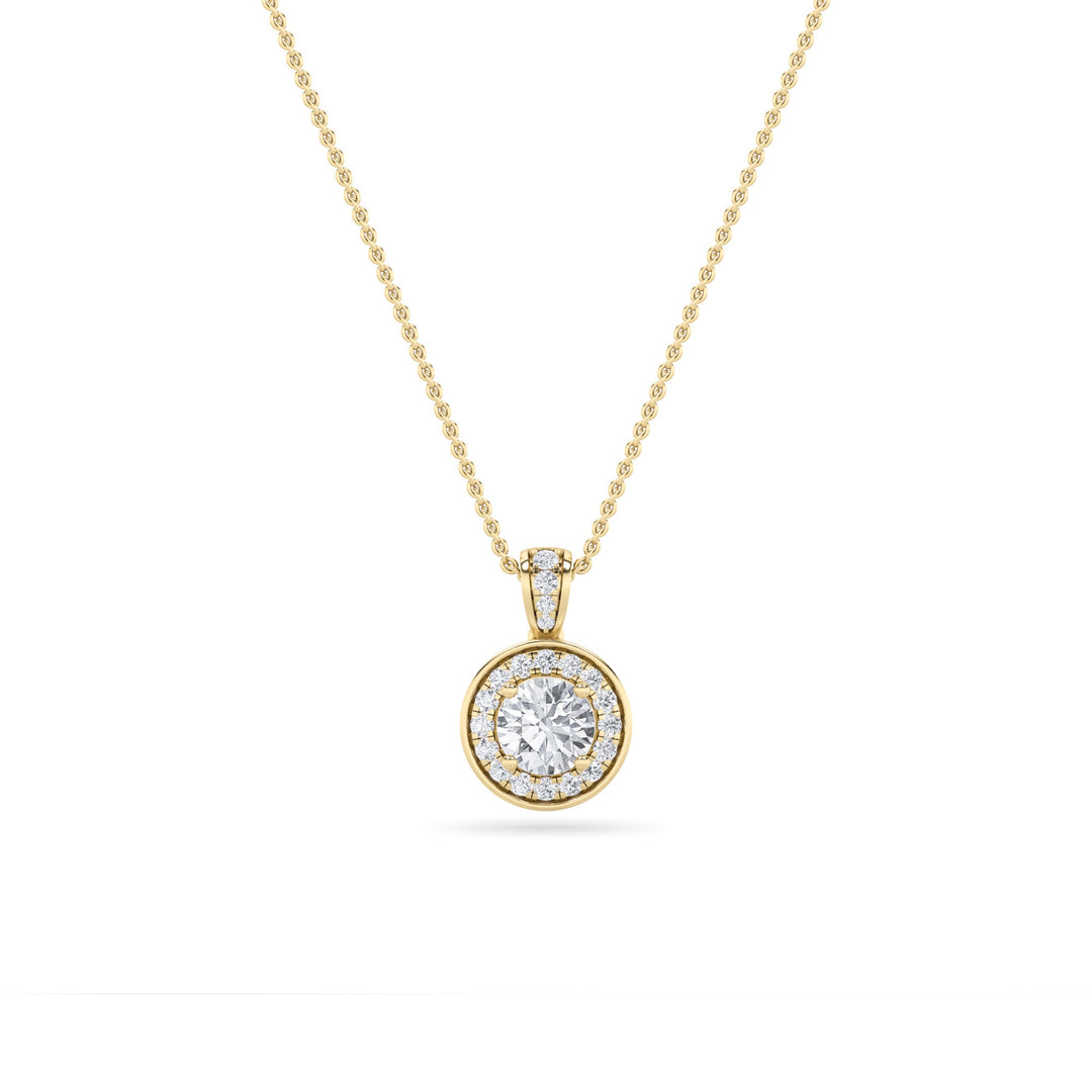0.75Cttw Oval Shaped Lab Grown Diamond (F/VS) Halo Pendant in 14K Gold