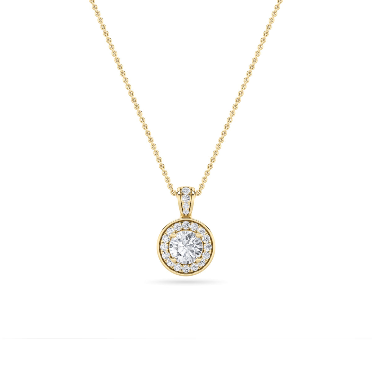 0.75Cttw Oval Shaped Lab Grown Diamond (F/VS) Halo Pendant in 14K Gold