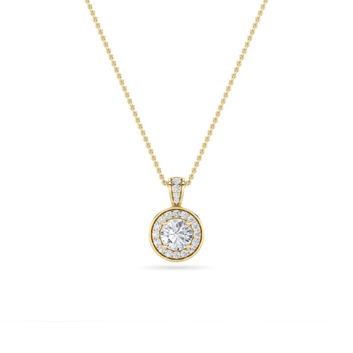 0.75Cttw Oval Shaped Lab Grown Diamond (F/VS) Halo Pendant in 14K Gold