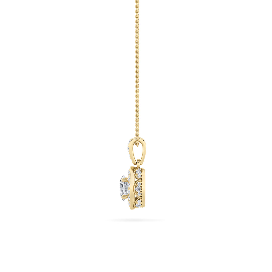0.75Cttw Oval Shaped Lab Grown Diamond (F/VS) Halo Pendant in 14K Gold