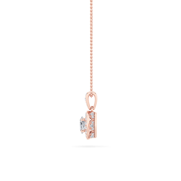 0.75Cttw Oval Shaped Lab Grown Diamond (F/VS) Halo Pendant in 14K Gold