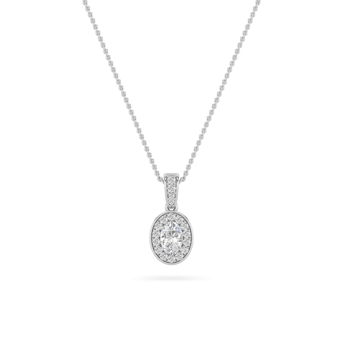 1.25Cttw Oval Shaped Lab Grown Diamond (F/VS) Halo Pendant in 14K Gold