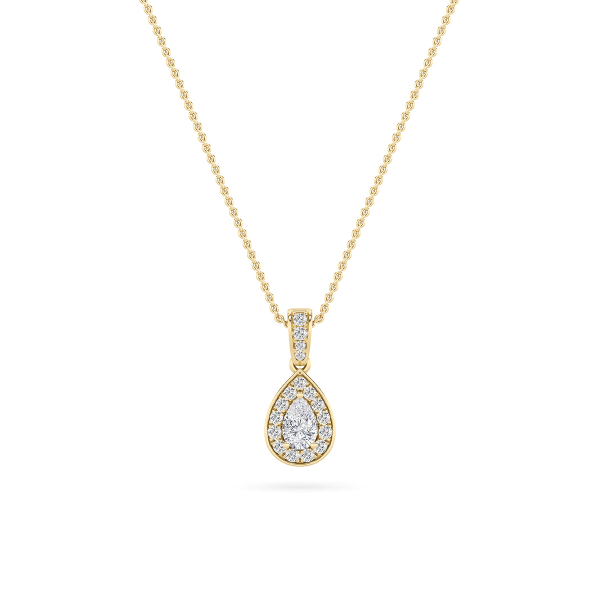 1.25Cttw Pear Shaped Lab Grown Diamond (F/VS) Halo Pendant in 14K Gold