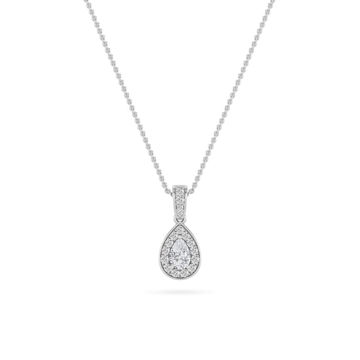 1.3Cttw Pear Shaped Lab Grown Diamond (F/VS) HaloPendant in 14K Gold