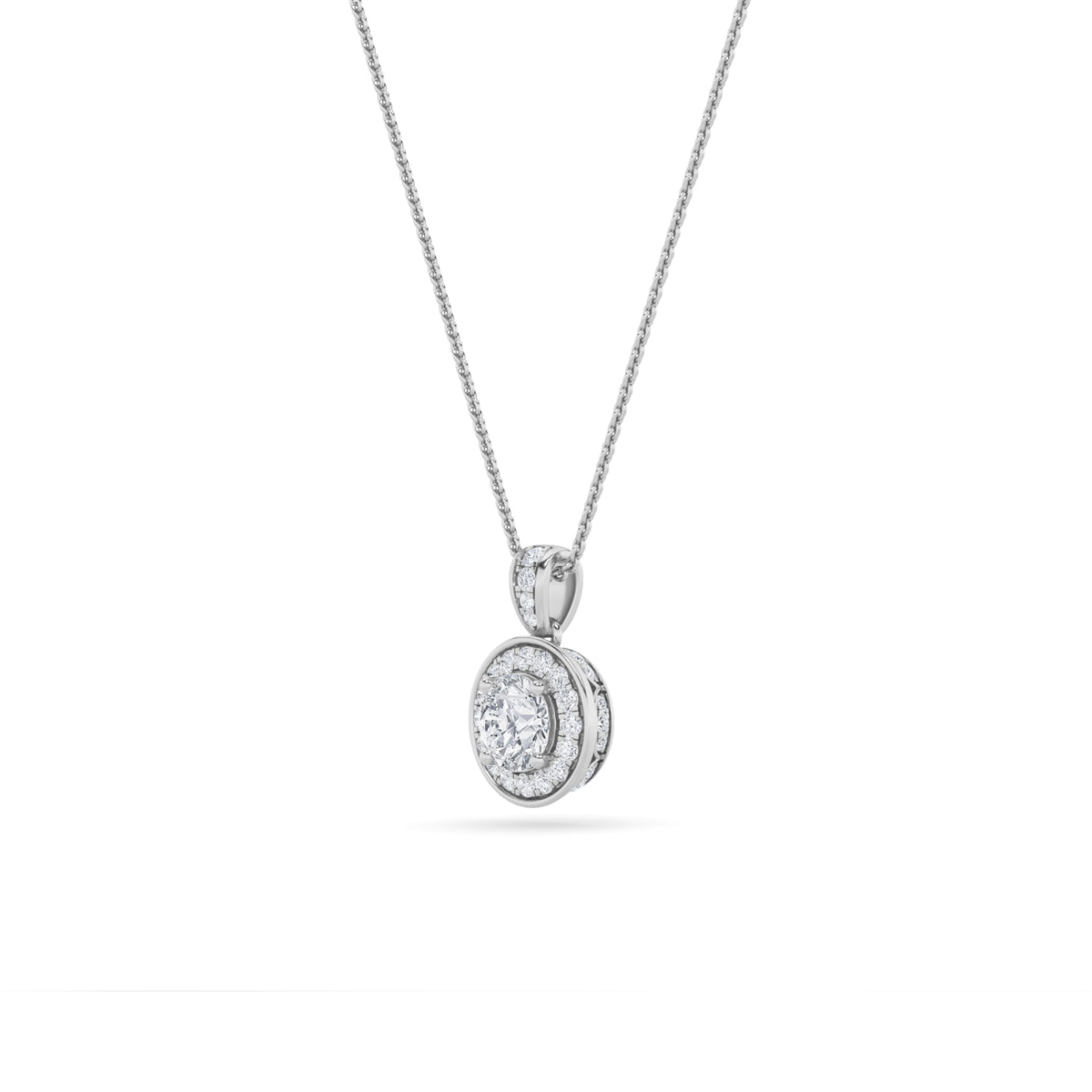 0.75Cttw Round Shaped Lab Grown Diamond (F/VS) Halo Pendant in 14K Gold