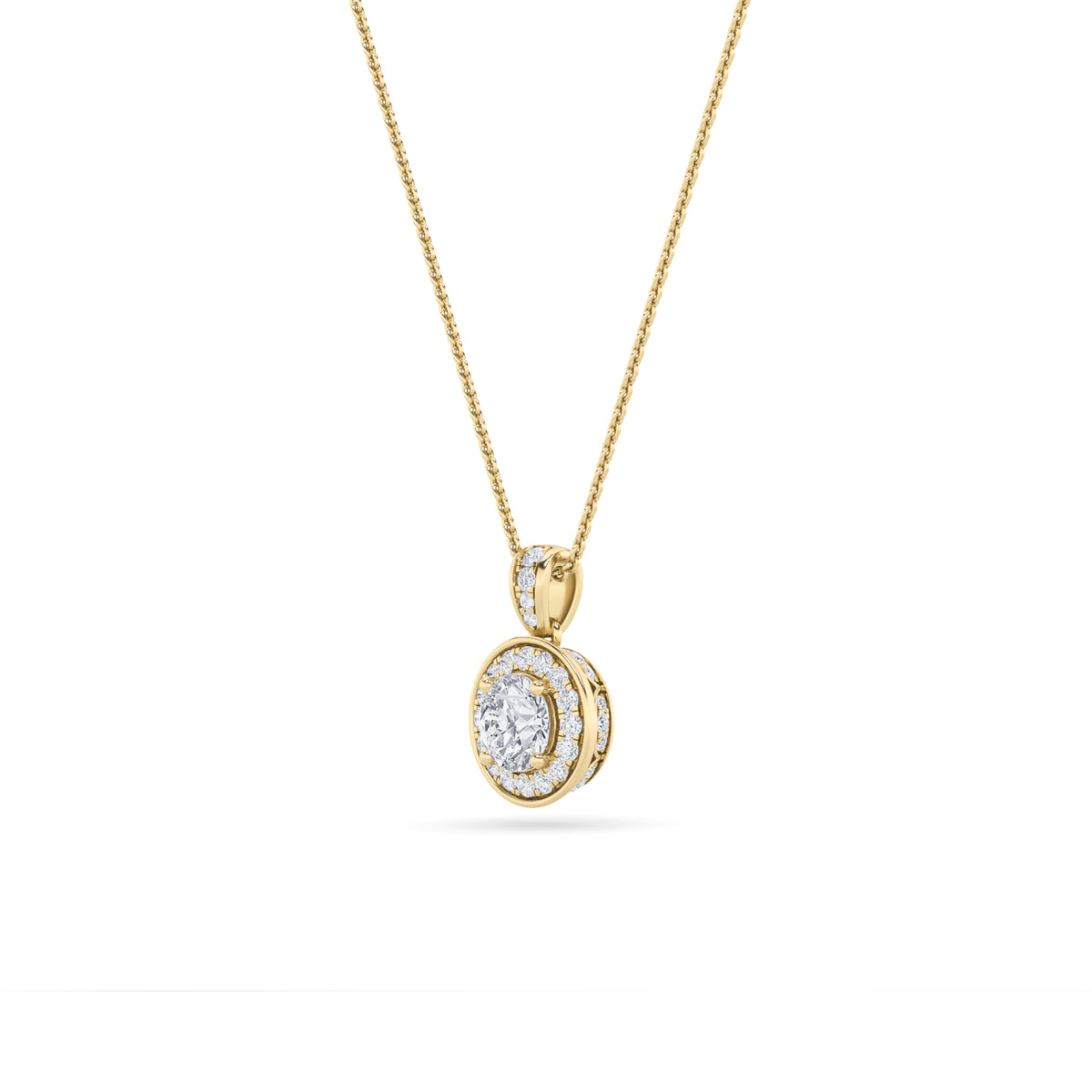 0.75Cttw Round Shaped Lab Grown Diamond (F/VS) Halo Pendant in 14K Gold