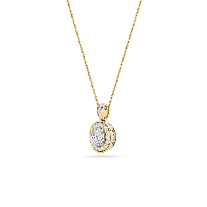 0.75Cttw Round Shaped Lab Grown Diamond (F/VS) Halo Pendant in 14K Gold