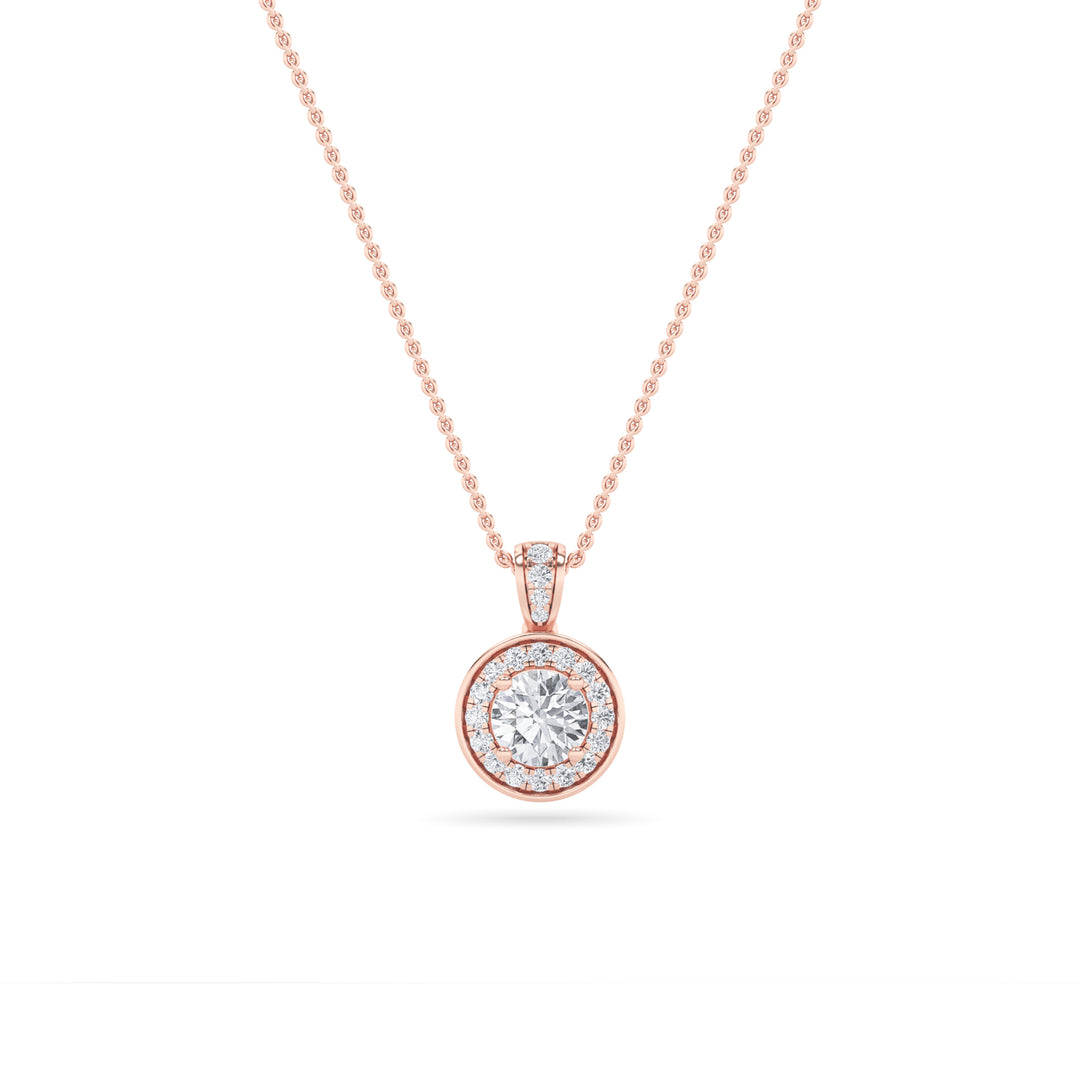 0.75Cttw Round Shaped Lab Grown Diamond (F/VS) Halo Pendant in 14K Gold